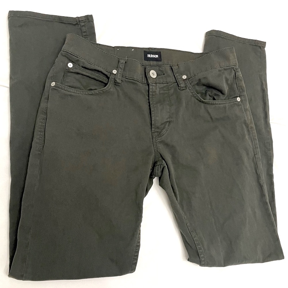 HUDSON Blake Army Green Denim Jeans Sz 30